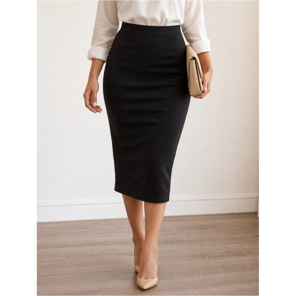 Forever 21 Women’s Small Black Midi Pencil Skirt Slim Career Work